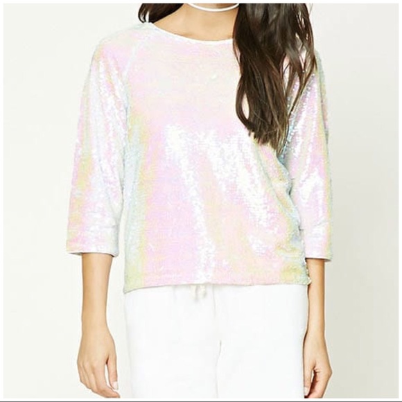 Forever 21 Tops - Forever 21 Contemporary Iridescent Sequin Top S